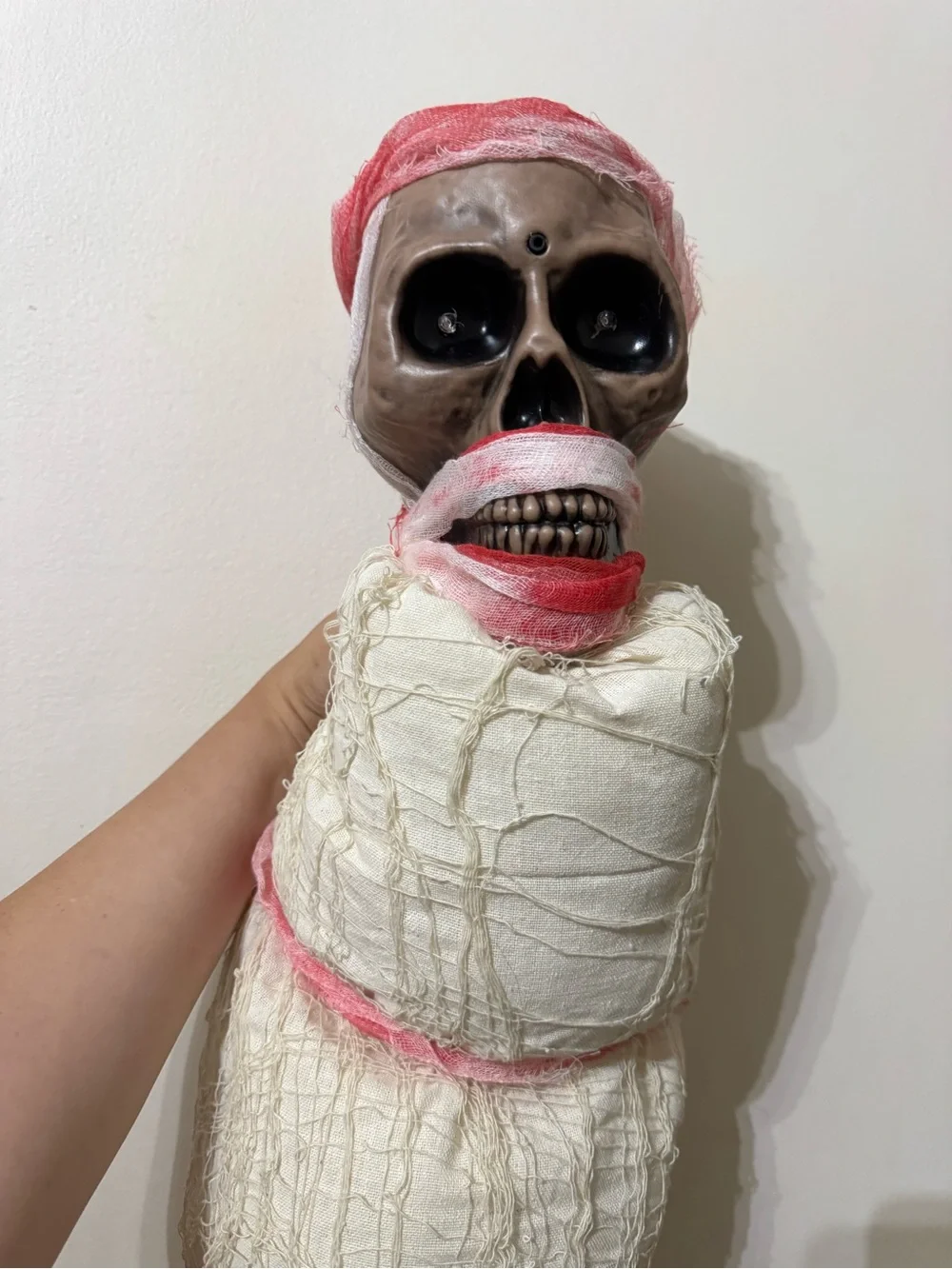 Halloween Decor- 35in Light-Up Hanging Cocoon Corpse - White